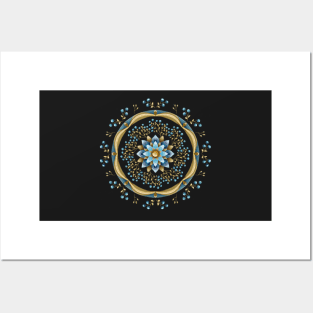 Blue and Gold Mandala on Deep Blue Posters and Art